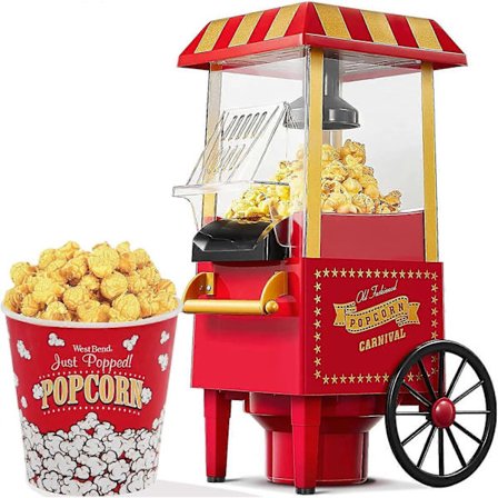 Popcornmaskine 1200W Hjem Varmluft Popcornmaskine Sund Fedtfri Let at Rengøre Brug Bedste Teater Popcorn Popper til Filmaftenfester Børnefødselsdag