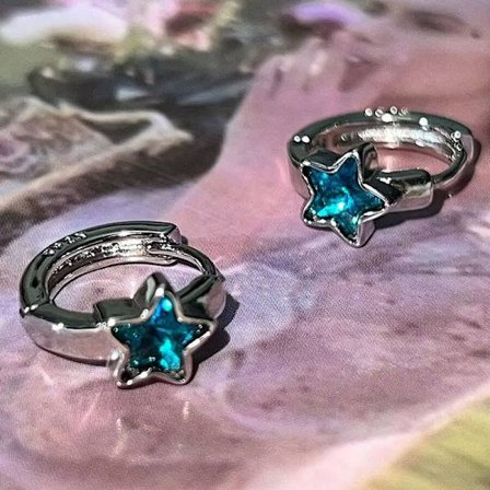 Blå Zirkon Femuddig Stjärna Örhänge Stud Fashionabla Örhängen