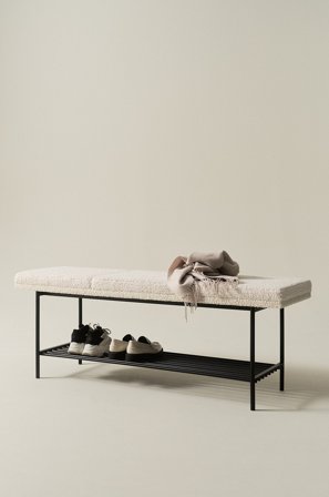 Jotex - Benk Med Skohylle 140 Cm Svart/hvit - BARKLY - Kjøp Skohylle hos Jotex