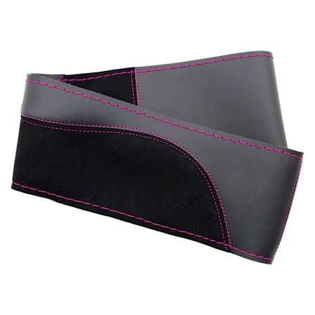 (Lila tråd) 38cm DIY Ratt Skydd Slitstark Mjuk PU + Mocka Läder Bil Ratt Fläta Med Nålar Tråd