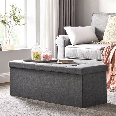 Fodskammel med opbevaring 76x38x38cm - Grå