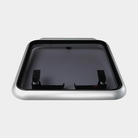 Däckslucka Moonlight S62 Offshore, med friktionsgångjärn, 180°, 415 x 415 mm (håltagningsmått), 470 x 470 mm (yttermått), silver/grå