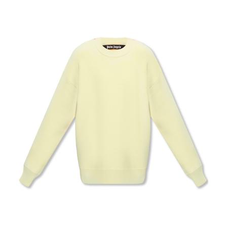 Palm Angels Wool Tröja with palm motif gul, Herr, Herr, Storlek: S
