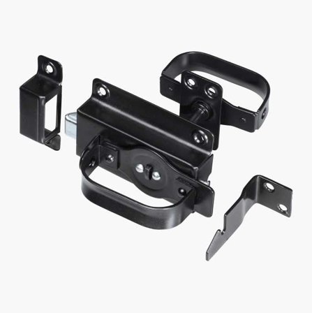 Biltema - Dørvrider i Elforsinket med Sort Pulverlakk, Komplett med Skruer - Inner- og Ytterhåndtak med Låseblikk samt Dørholder