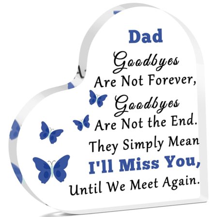 Mindegaver til far Akrylplade Sympatigaver til tab af far Til minde om far Papa Hjerteformet akrylplade Mindegave