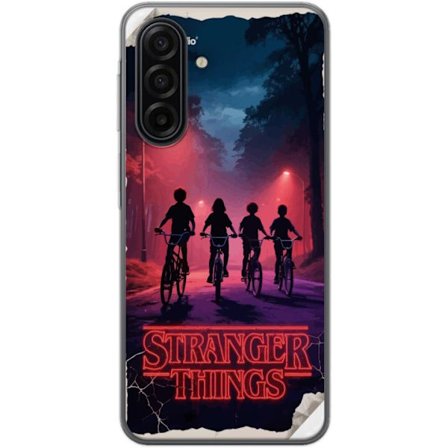 Kompatibel Mobilcover til Samsung Samsung Galaxy A17 5G Stranger Things mørk fantasyillustration med børn og ur dramatisk rød skræmmende design in