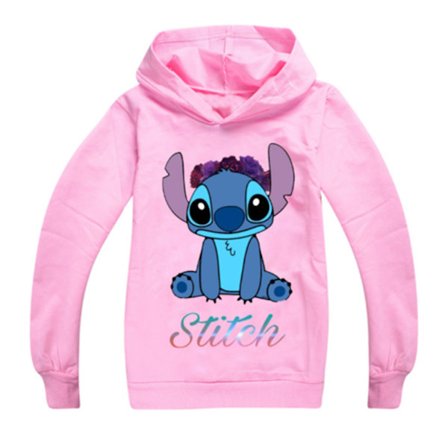 Barn Lilo & Stitch Hoodie Casual Långärmad Tröja Rosa