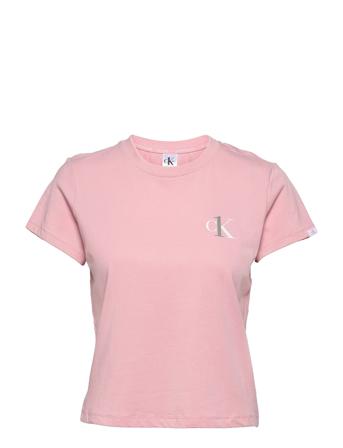 S/S Crew Neck Topp Rosa Calvin Klein
