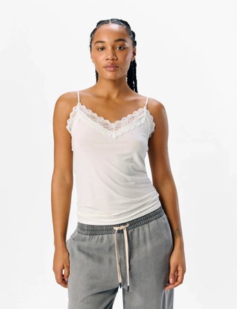 Object Objleena Sus Lace Singlet Top Noos - White - XS/S