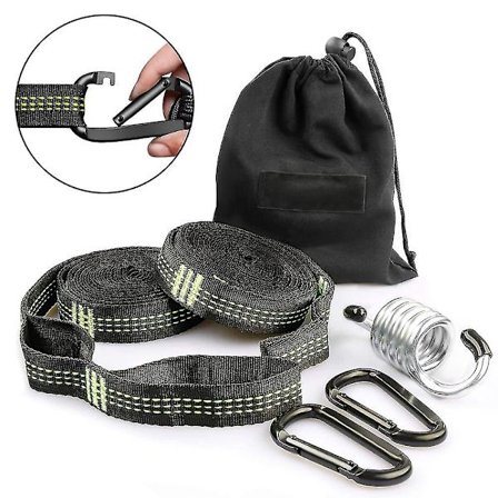 Hängmatta fäste Träd Gungfäste Set 3 meter X 2,5 cm Max 500 kg, 15 + 1 öglor