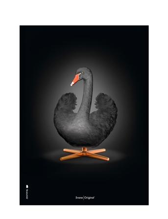 The Swan Black/Black Home Decoration Posters & Frames Posters Animals Multi/mønstret Brainchild