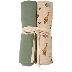 Buddy & Hope 2-Pack Beige Wild Animals Muslin Blankets One Size - Textile - One size - Beige - Junge