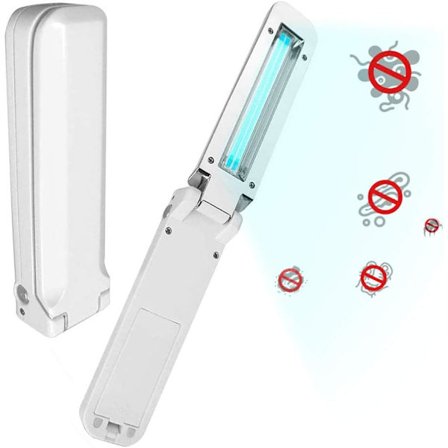 UV desinfektionslampa, hopfällbar UV-lampa bakteriedödande ljus, batteridriven 3W handhållen UV-lampa för rengöring av kvalster och bakterier, UV-