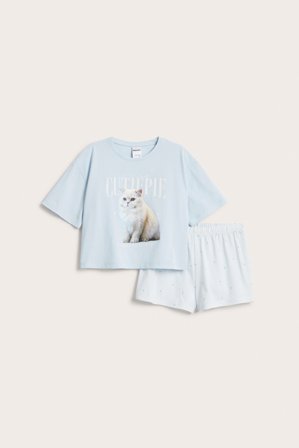 Kappahl | Kaksiosainen puuvillapyjama Sininen 146/152 | Sininen