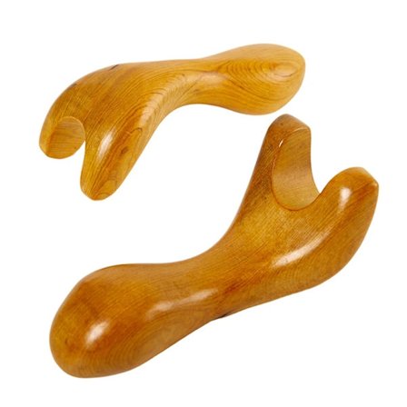 1 stk. Y-formet Guasha-massager i træ, akupunkturmassage, næsemassage, aktiv Gu Sha-plade med håndtag, ansigts- og kropsmassageværktøjer