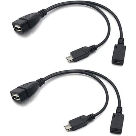 AuviPal 2 i 1 Micro USB til USB-adapter (OTG-kabel + strømkabel) til FireStick, Playstation Classic og mere - 2-pak