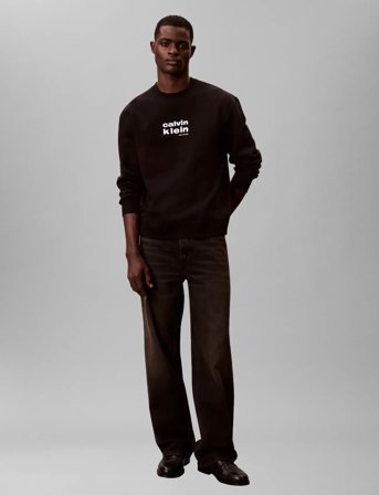 Calvin Klein Ls 350Fleece Retro Graphic Crewn - Black - XL