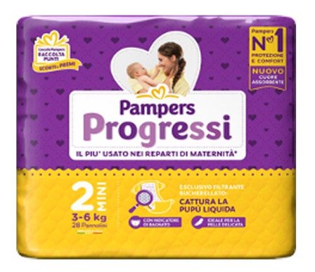 Pampers Progressi Taglia 2 Mini (3-6 kg) 28 Pezzi