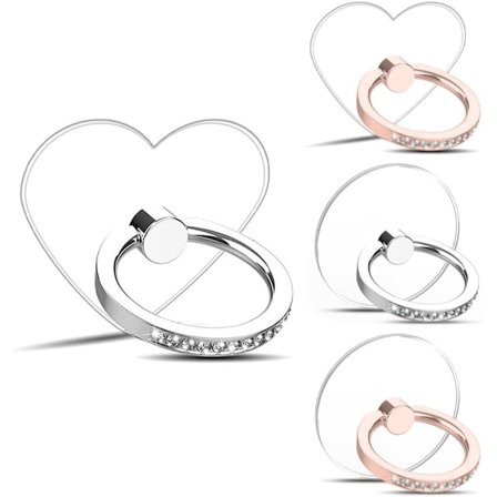 4-pack Klar Telefon Grepphållare med Ringstativ & 360° Rotation - Diamantstil [YDE]