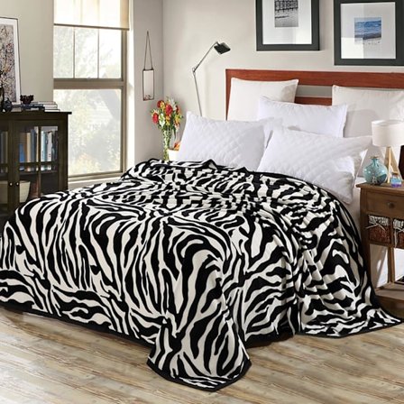 Zebra-mönstrad flanellfilt för soffa och säng (150*200cm)-XS2-