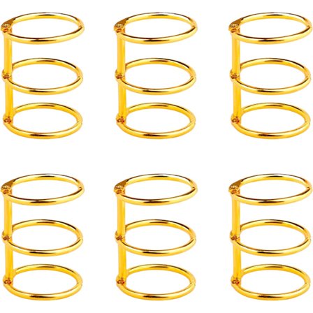 Bogringe 3-Rings Ringe Metal Løsblad Indbinding Metalring Indbinding til Studiekort Fotoalbum Scrapbog Løsblad 6 Stykker Indre Ring 20mm Guld