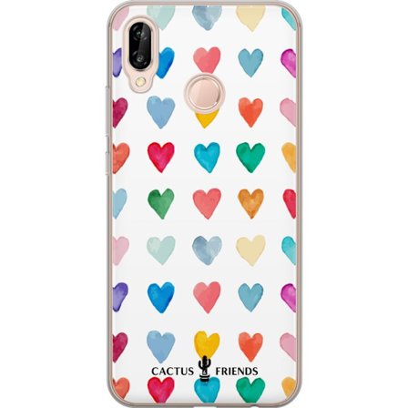 Yhteensopiva Puhelinkuori Huawei Huawei P20 lite Cactus and Friends - Watercolor Love Grid