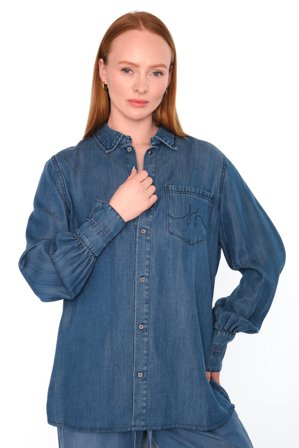 Hést Scarlett Shirt Dame - Medium Wash Blue Denim