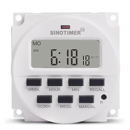 Sinotimer 15,98 tommers LCD digital timer 12v DC 7 dagers programmerbar tidssvitsj Tm618n-4 mai.5