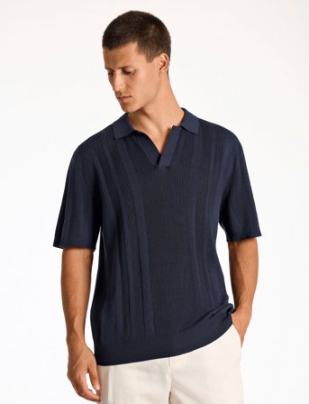Lindbergh Knitted S/S Polo - Navy - S