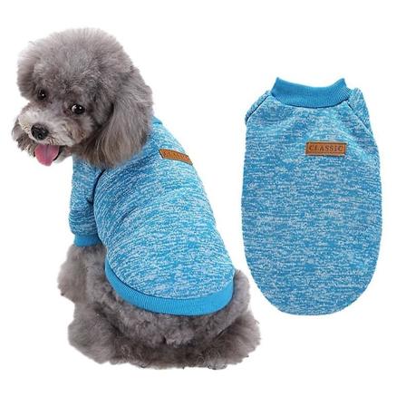 Hundeklær Hundesweater Myk Tykkelse Varmt Valpeskjorte Vinter Valpesweater For Hunder (Lyseblå, L)