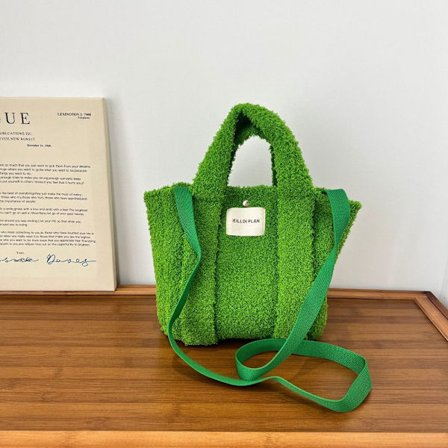 Håndvevde veske Ull strikke skuldervesker GRØNN