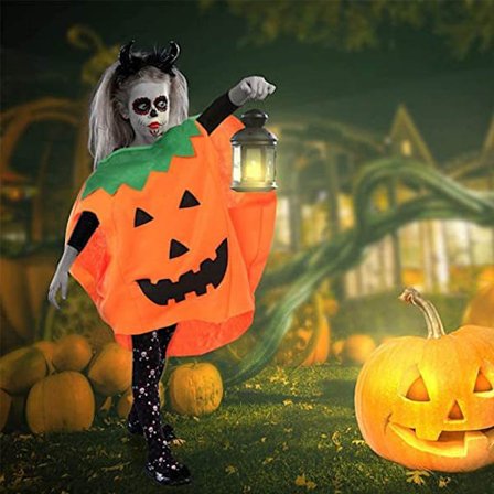 Børne Halloween Græskar Kostume Sæt Græskar Kappe Ponc