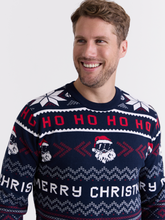 MATCH - Klaus julegenser - Redford - Str. S - Herre - Gensere & Cardigans - Blå - 60% bomull, 40% akryl-resirkulert