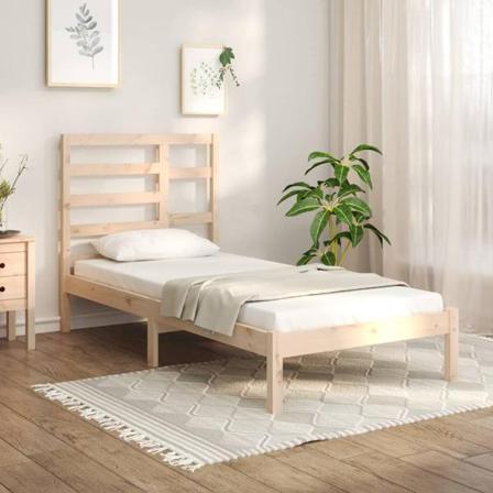 Vidaxl Sängram Massivt Trä 75x190 Cm Brun