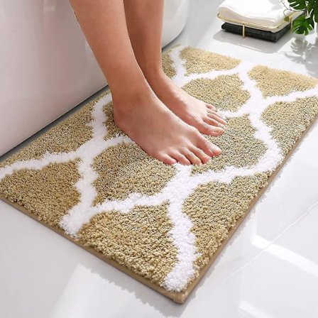 Lyxig badrumsmatta, mjuk och absorberande mikrofiberbadmatta, halkfri lurvig badrumsmatta, 40x60 cm, beige