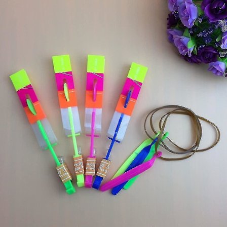 48 stk. Fantastisk LED-lys Pil Raket Helikopter Flyvende Legetøj Fest Sjov Gave Elastisk [YJD]