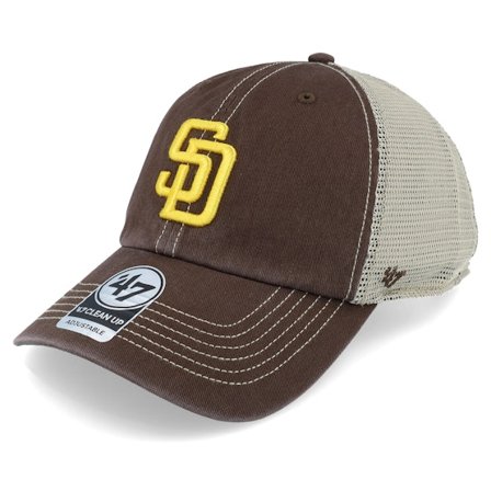 47 Brand - MLB Braun trucker Cap - San Diego Padres Trawler Clean Up Brown Trucker @ Hatstore