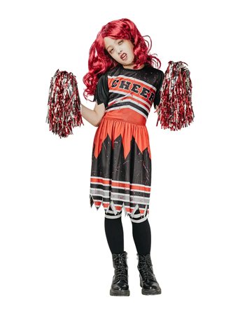 Joker Costume Zombie Cheerleader 134-140 - Red - 134/140