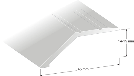 Duri 212702 Nivålist KA5-profil, sølv 14-15 x 45 x 1000 mm, Byggematerialer