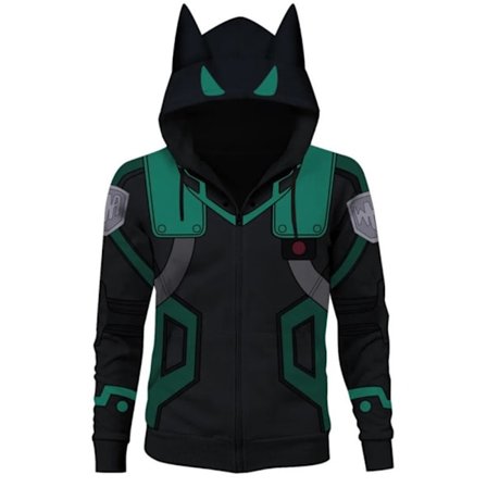 My Hero Academia Midoriya Izuku Deku Cosplay Kostyme Jakke Voksen Unisex Hoodie Kappe Gensere B V .