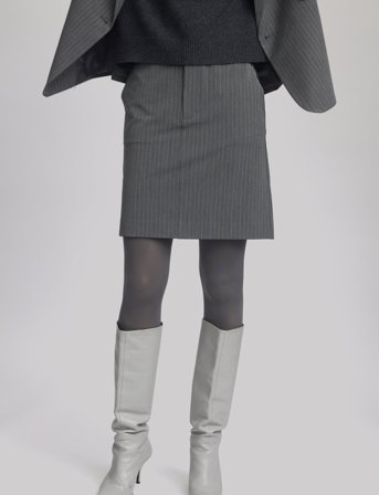 Gestuz Joellegz Mel. Pinstripe Mw Skirt - Grey - 42