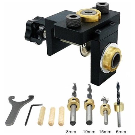 Dyvel Jig Træ Lommehul Jig Kit Vertikal Boring Aftagelig Lokalisator til Møbelforbindelse Hulmaskine Tømrer Værktøj,