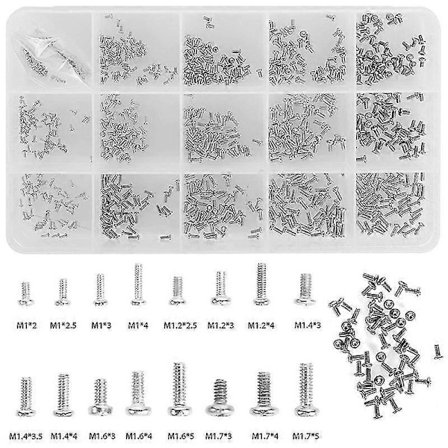 800 kpl minikokoisia pieniä ruuveja laatikossa M1-M1.7 rauta nikkelöity ristipää kone ruuvi yhdistelmäsarja -Sy