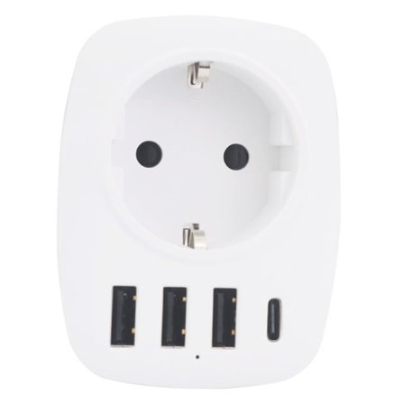 Multi-Nätverks USB-uttag, Multi-uttag USB-laddare med 1 AC-utgång, 1 USB-C och 3 USB-portar, Strömkontakt kompatibel med iPhone/iPad, Perfekt för 
