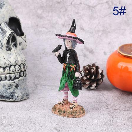 Halloween Dekor Häxa Staty Harts Pumpa Häxa Docka Figur