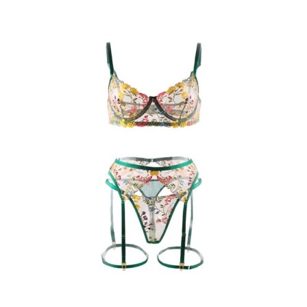 BH Set Sexiga Underkläder Söt Present Spets Brasserie Dating Prop Dark Green L