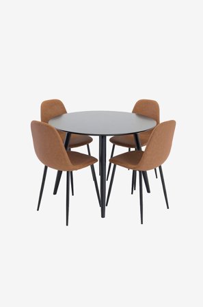 Venture Home - Spisebordssæt Plaza med stole Polar - Brun - Spisebordssæt 4 personer - Fra Homeroom