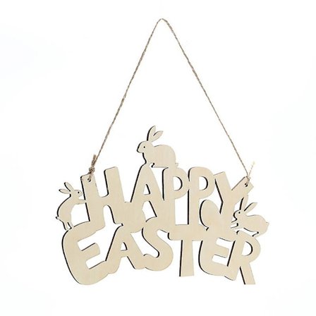Glad Påsk Fest Dörr Hängande Skylt Trä Påsk Kanin Kanin