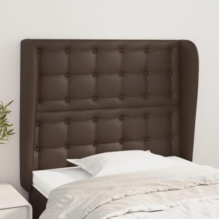 Vidaxl Huvudgavel Med Kanter Brun 103x23x118/128 Cm Konstläder Brun