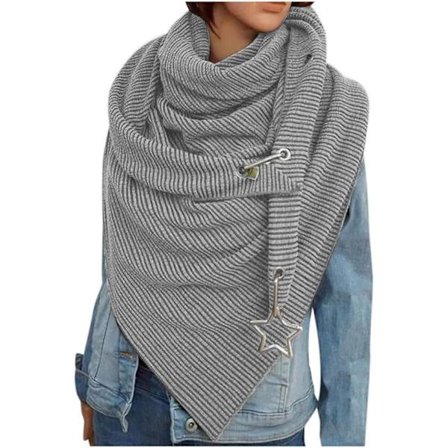 Efterårs- og vinterstjerneformet trekantssjal - Grå Kvinders Bomuldshovedbeklædning